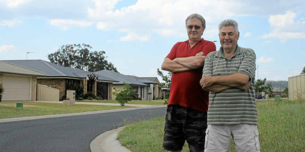 John Walmsley and Barry Friend are concerned a duplex development will cause further problems at this tight corner. John Walmsley and Barry Friend are concerned a duplex development will cause further problems at this tight corner.